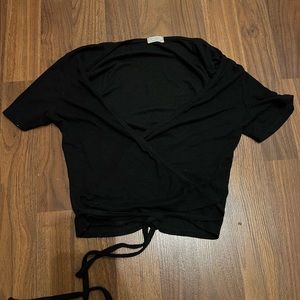 Brandy Melville black wrap tie crop top